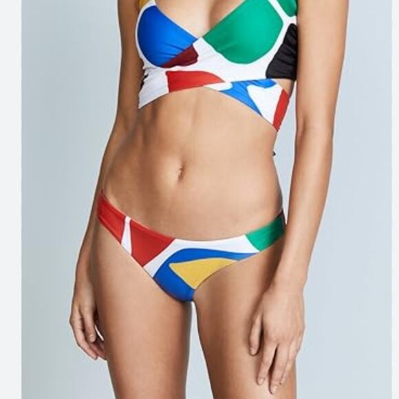 NEW Mara Hoffman Zoa Low Rise Swim Bikini Bottom Cream Multicolor - Picture 4 of 11